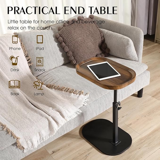 360° Swivel TV Tray Table for Dinner, Adjustable Small Bedside Table - Image 5