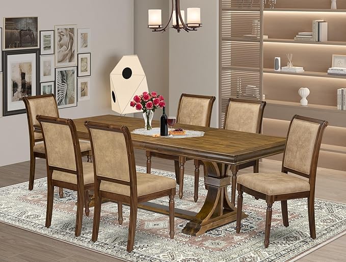 LECY7-AWA-28 7-Piece Dining Table Set Includes a Kitchen Table and 6 Beige by LuxebyEastWestFurniture
