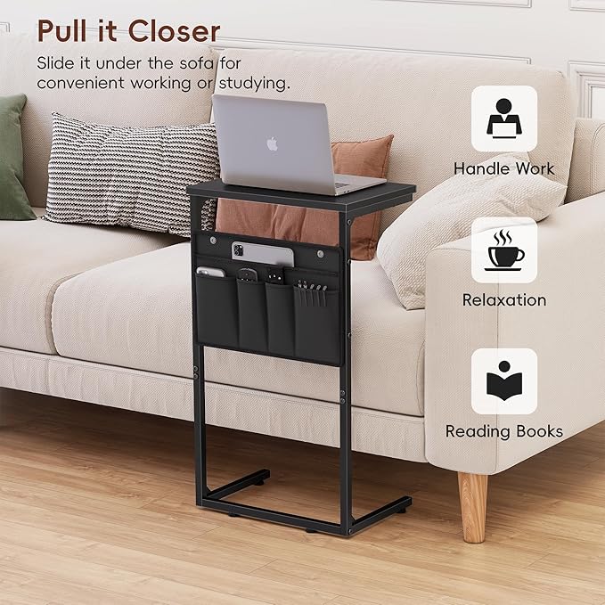 Vagusicc C Shaped End Table Set of 2, Tall Side Table - Image 5