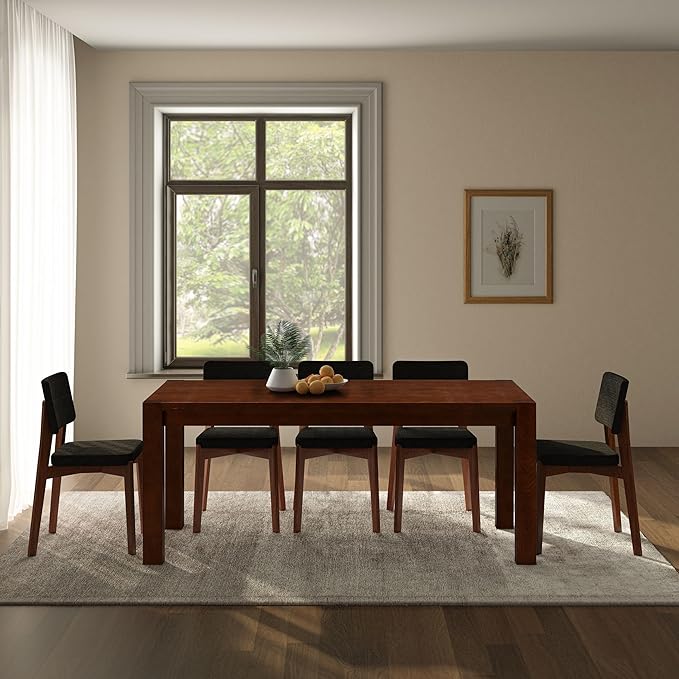 NTC Block 71 Inch Modern Farmhouse Dining Table, Rectangular Dinner Table by NTC