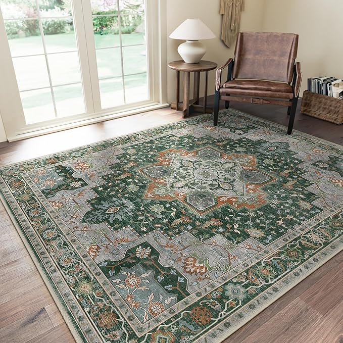 GENIMO 8x10 Area Rugs for Living Room, Machine Washable Non Slip Vintage Rugs by GENIMO