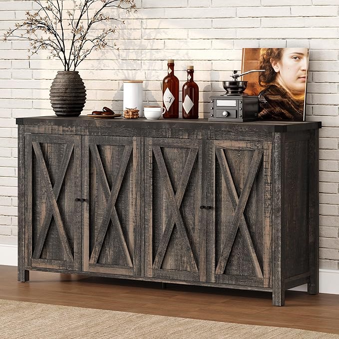 DWVO Buffet Cabinet with Storage, Farmhouse Coffee Bar Cabinets Kitchen Table - Image 4