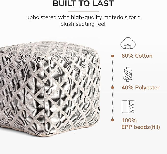 Anji Mountain 100% Handmade & Handcrafted Comfortable Home Décor Pouf Ottoman - Image 3