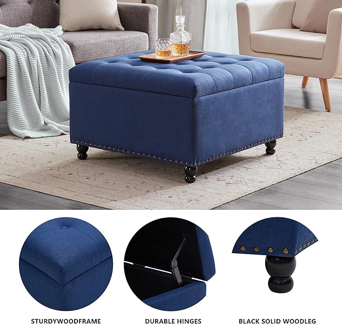 Tbfit Large Square Tufted Upholstered Ottoman and Coffee Table - Image 4