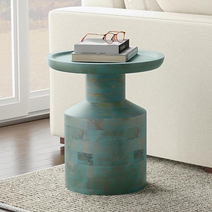SIMPLIHOME Haynes 16-inch Wide Solid Mango End Table in Teal Wash, Handcrafted - Image 2