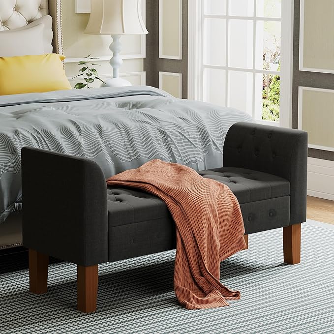 Awonde Storage Bench for Bedroom End of Bed Button Tufted Upholstered Bench by YongchuangInternational