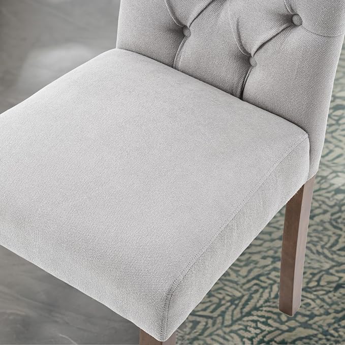 Tufted Upholstered Parsons Dining Chair Set Fabric Diner Accent Stylish Modern - Image 7