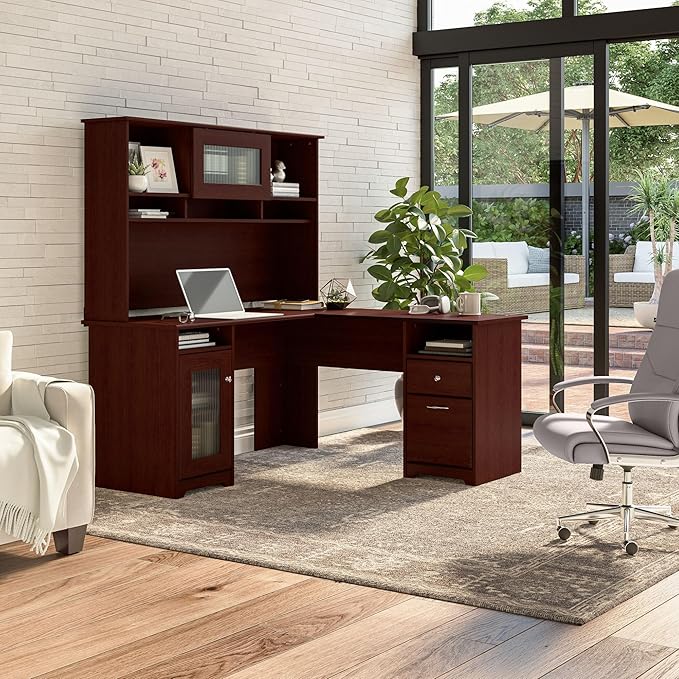 Bush Furniture Cabot L Shaped Computer Hutch, Corner Desk - Image 2