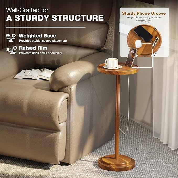 Drink Table, 24.4" Tall Compact Side Table - Image 5