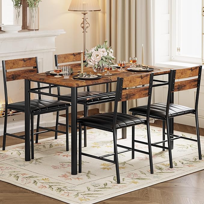 IRONCK Dining Table Set for 4, Wood Kitchen Table - Image 9