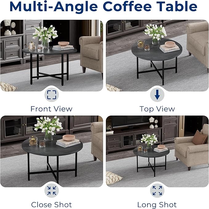 Round Coffee Table, 23.6" Small Coffee Tables - Image 6