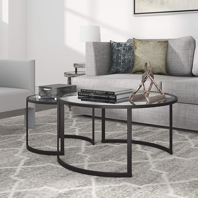 Mitera Round Nested Coffee Table in Blackened Bronze - Image 8