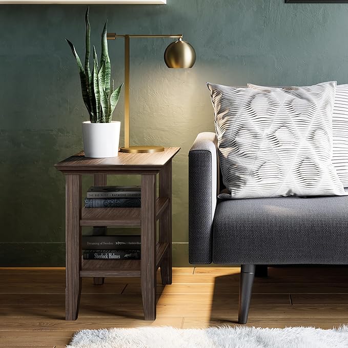 SIMPLIHOME Acadian 14-inch Wide Solid Wood Narrow End Table in Farmhouse Brown - Image 2