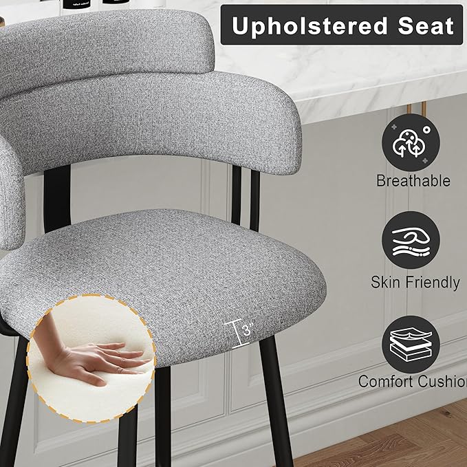 Swivel Bar Stools Set of 2, Counter Height Bar Stools - Image 4