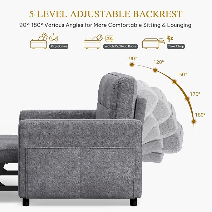DWVO 55" Convertible Sofa Bed, 3-in-1 Sleeper Sofa - Image 6