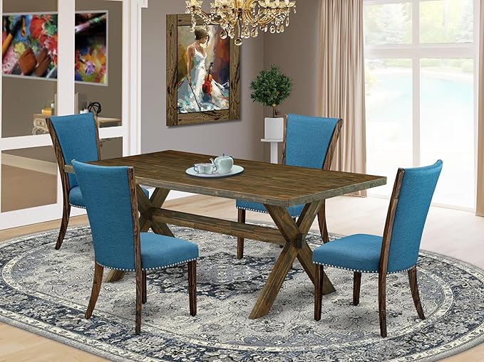 East West Furniture X777VE721-5 5 Piece Dining Table Set Includes a Rectangle - Image 2