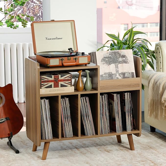 Record Player Stand, Large Record Player Table Cabinet - Image 2