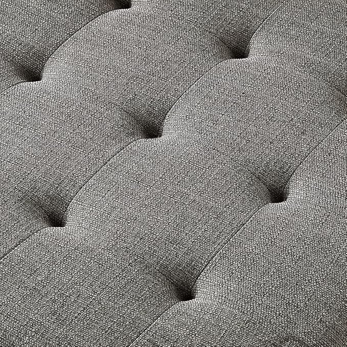 24KF Large Square Upholstered Tufted Linen Ottoman Coffee Table, Large Footrest - Image 5