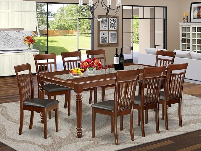 East West Furniture DOCA9-MAH-LC 9 Piece Dining Set Includes a Rectangle Dining - Image 2