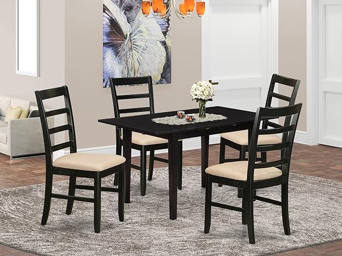 East West Furniture NOPF5-BLK-C 5 Piece Dining Room Furniture Set Includes a - Image 2