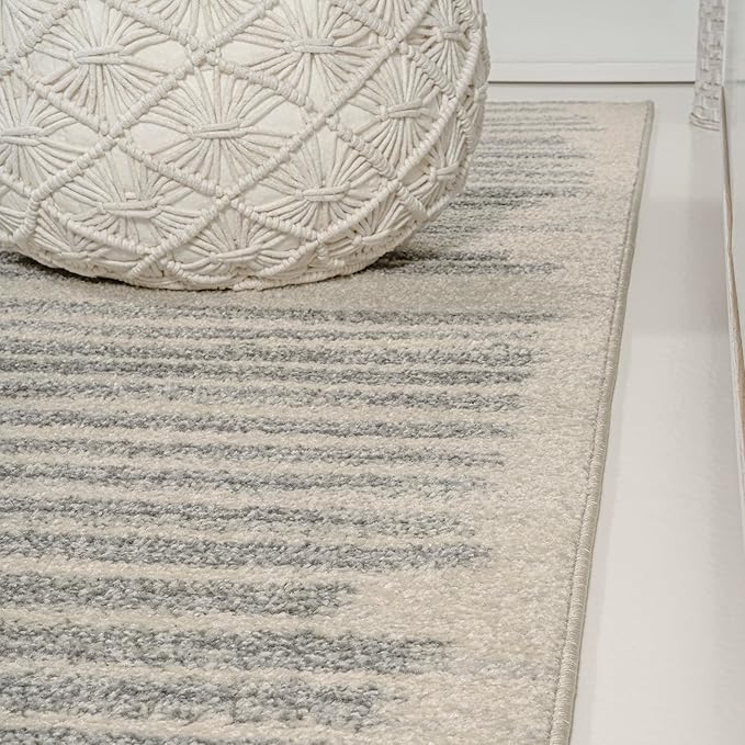 JONATHAN Y Khalil Modern Berber Stripe Cream/Gray Runner Rug, Contemporary - Image 7