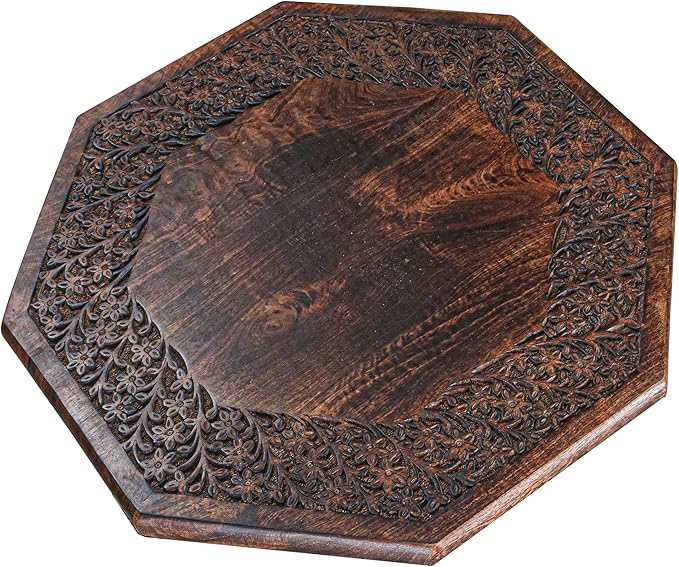 The Wooden Town Farmhouse Octagon Accent End Table, Rustic Side Table - Image 5