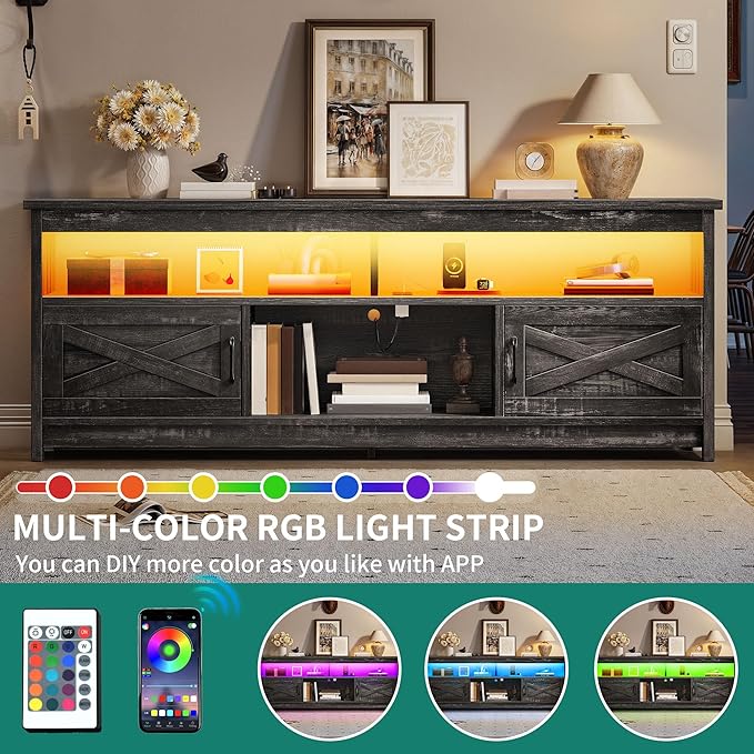 YITAHOME Farmhouse TV Stand for 65/75 Inch TV LED Entertainment Center - Image 4