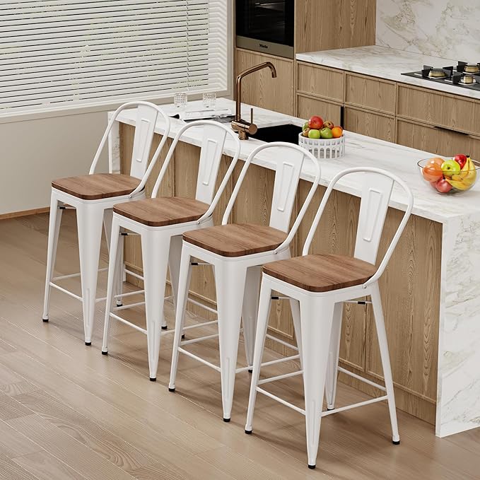 Changjie Furniture 24 Inches Metal Barstools Set of 4 Counter Height Bar Stools - Image 6