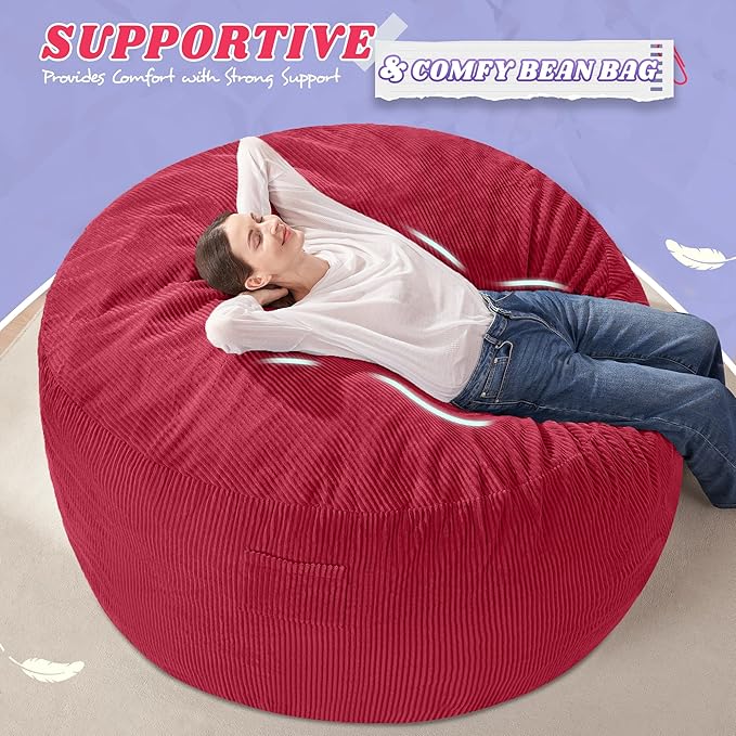 HABUTWAY 5FT Bean Bag Chair, Giant Bean Bag Chairs - Image 5