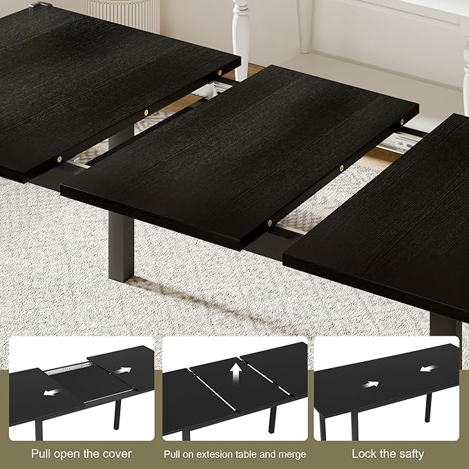 Feonase 63 Inch Extendable Kitchen Table, Modern Farmhouse Dining Table - Image 5