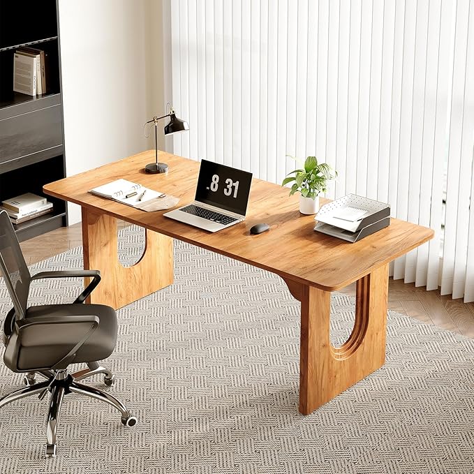LITTLE TREE 70.8-Inch Home Office Desk, Study Writing Work Desk - Image 5