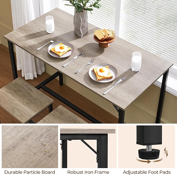 Yaheetech 3 Piece Dining Table Set, 47.5" Industrial Pub Table Set, Counter - Image 4