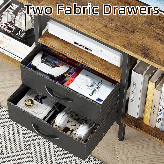 Small TV Stand with Fabric Drawers/LED Light - Image 4