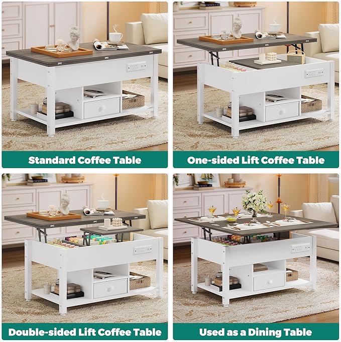 YITAHOME 4-in-1 Lift Top Coffee Table - Image 6