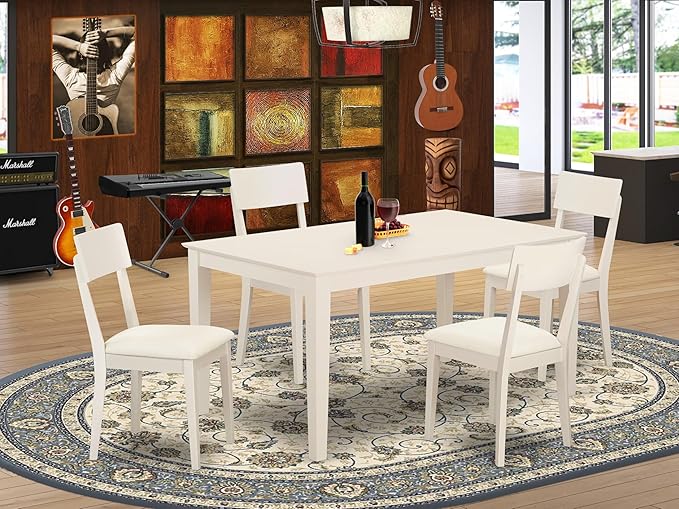 East West Furniture CAAD5-LWH-LC 5 Piece Dining Room Table Set Includes a - Image 2