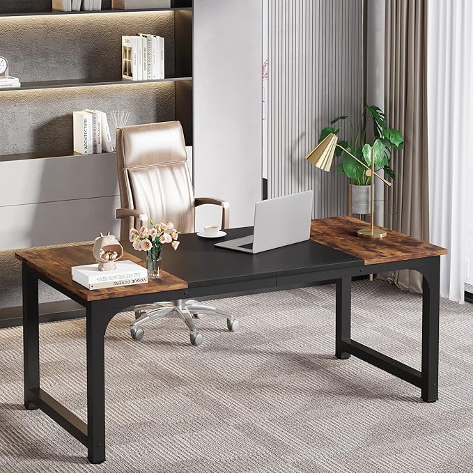 LITTLE TREE 63 Inch Large Executive Computer Office Desk - Image 5