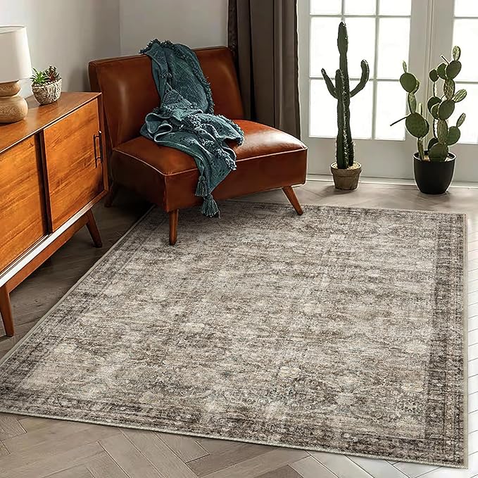 Washable Area Rug 4'x6' Vintage Traditional Floor Cover Foldable Thin Rugs - Image 2