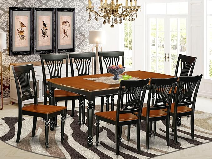 East West Furniture DOPL9-BCH-W 9 Piece Dining Room Table Set Includes a - Image 2