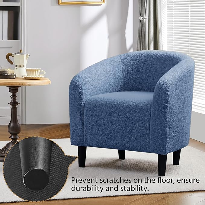 Yaheetech Accent Barrel Chair, Boucle Fabric Club Chair, Furry Sherpa Elegant - Image 8