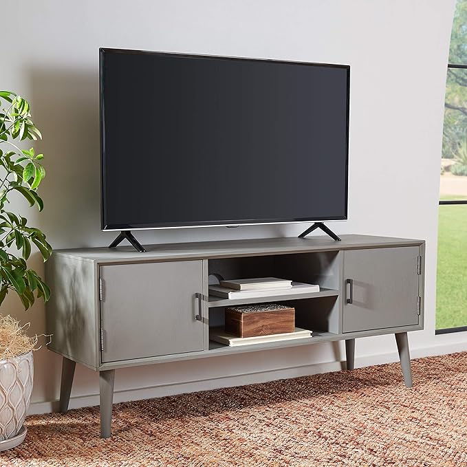 SAFAVIEH Sorrel TV Stand for up to 55" Flatscreen – Distressed Grey, 2 Doors by SAFAVIEH