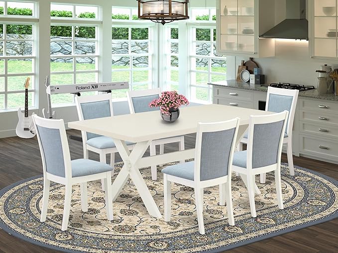 East West Furniture X027MZ015-7 7 Piece Dining Set Consist of a Rectangle - Image 2