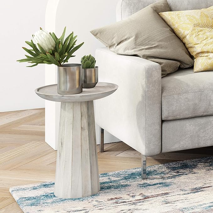 SIMPLIHOME Dayton SOLID MANGO WOOD 13 inch Wide Round Contemporary Wooden - Image 2
