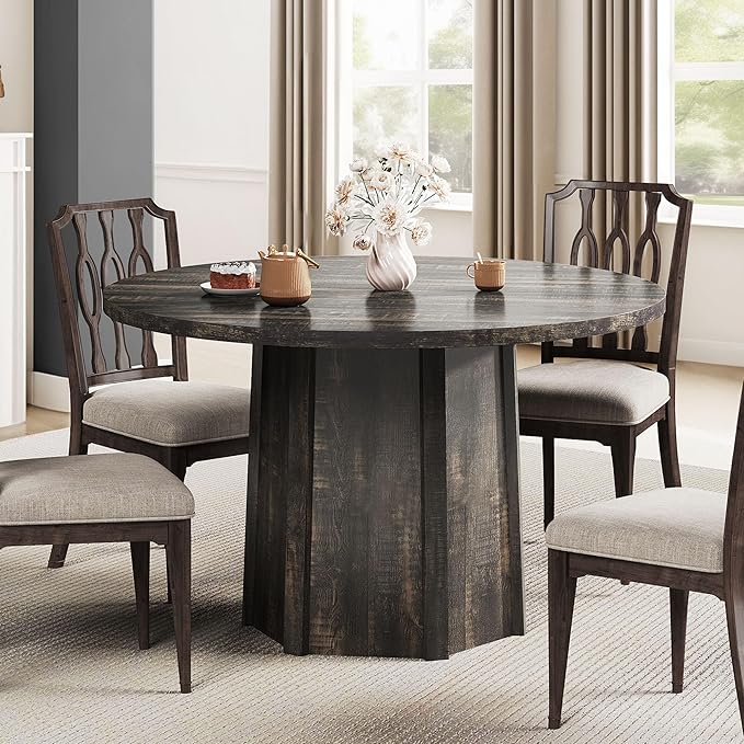 DWVO 47" Round Dining Table for 4-6 People Farmhouse Industrial Dinning Room - Image 6
