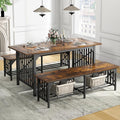 DWVO 3-Piece Dining Table Set for 4-6 People, Industrial Rectangular Dining by DWVO