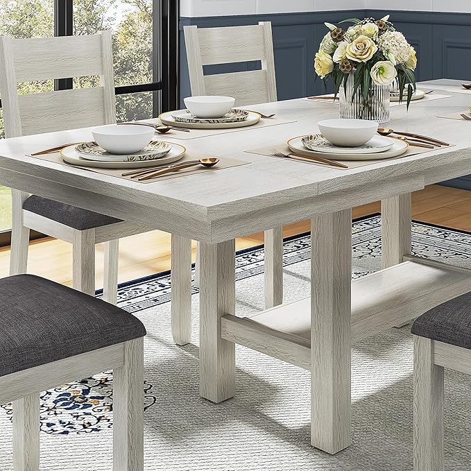 7-Piece Solid Wood Dining Table Set - Image 6