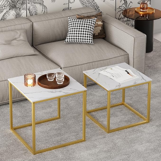 Garden 4 you Coffee Table Set of 2, Modern Engineered Wood Nesting Table - Image 6