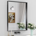 Keonjinn Black Bathroom Vanity Mirror 28 x 36 Inch Rectangle Wall Mirror Metal by Keonjinn