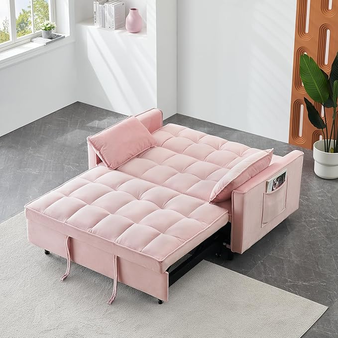 Ball & Cast 3 in 1 Convertible Sleeper Sofa Bed, Velvet Futon Couch - Image 5
