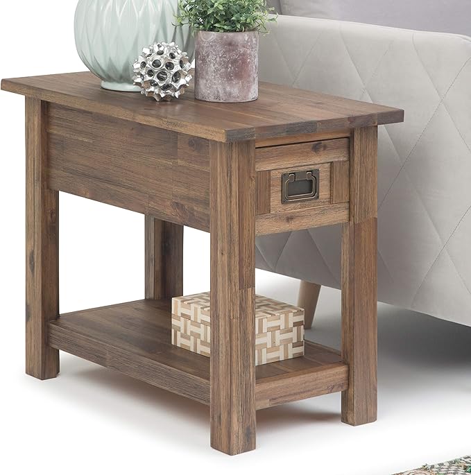 SIMPLIHOME Monroe SOLID ACACIA WOOD 14 inch Wide Rectangle Rustic Narrow Side - Image 2