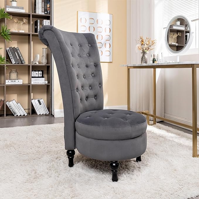 Container Furniture Direct Royal High-Back Velvet Accent Chair - Image 3